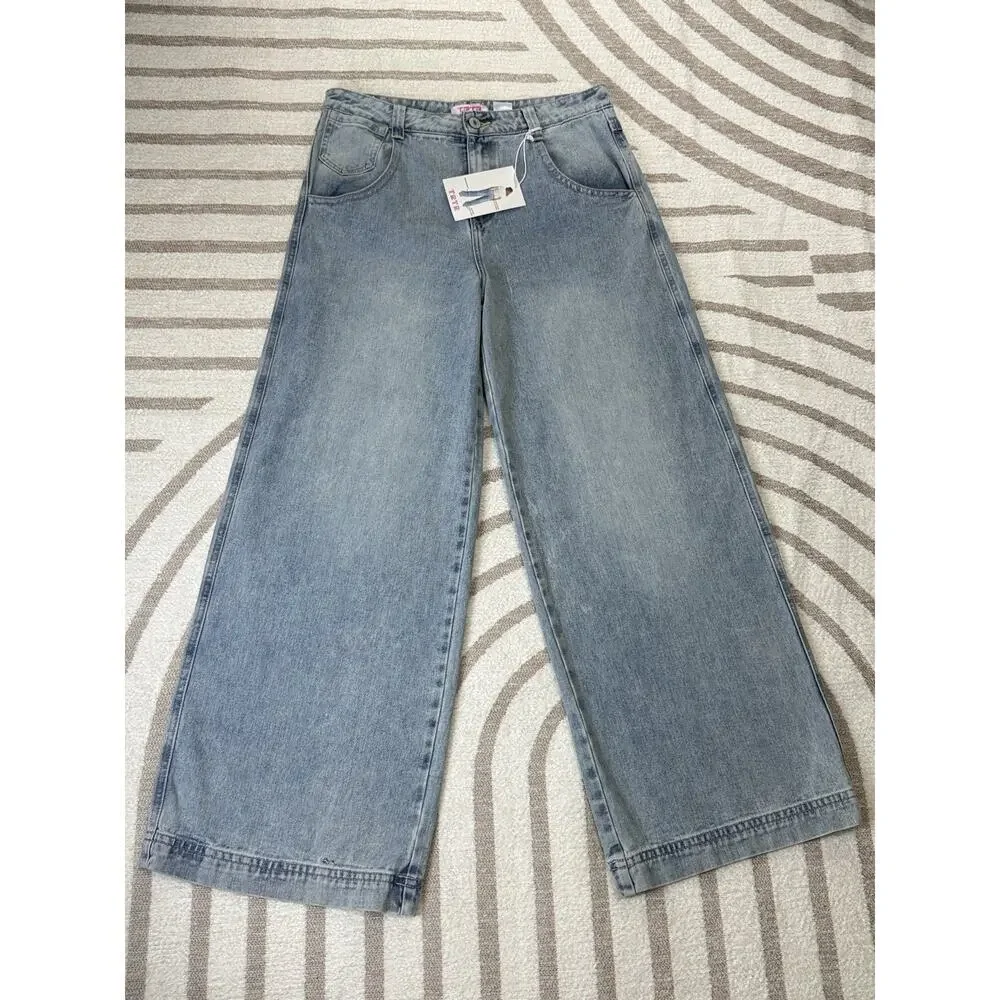 NWT Y2K Oversized High Waist Wide Leg Baggy Jeans Women Size 15 34W X 32L